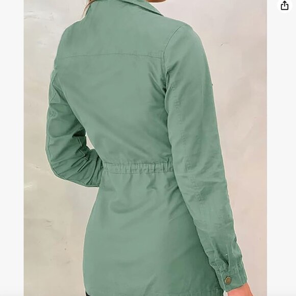 Military Jacket Zip Up Lightweight Safari Utility Drawstring  Jacket NEW large - Picture 4 of 5